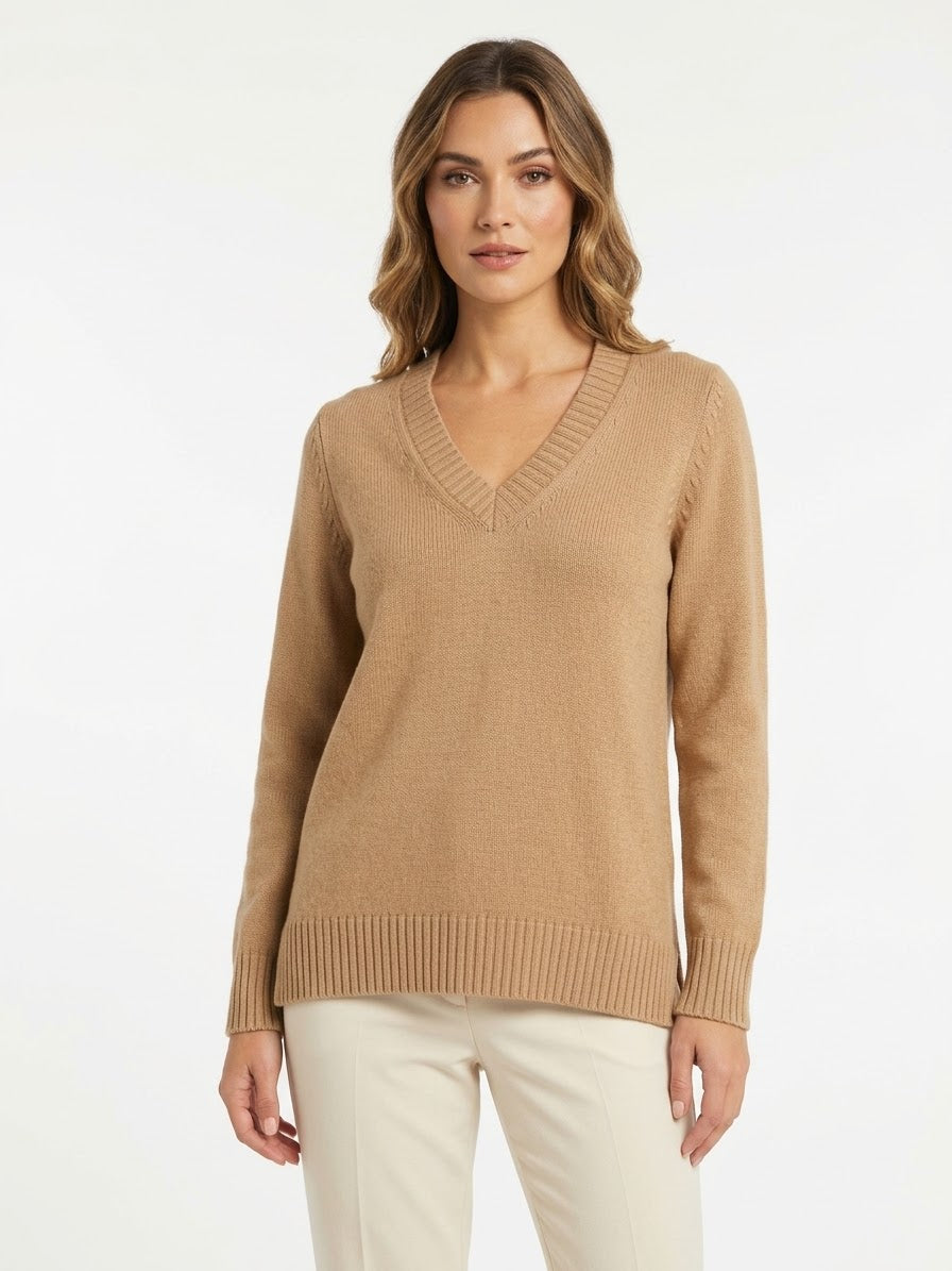 Maglione Scollo V in Lana e Cashmere