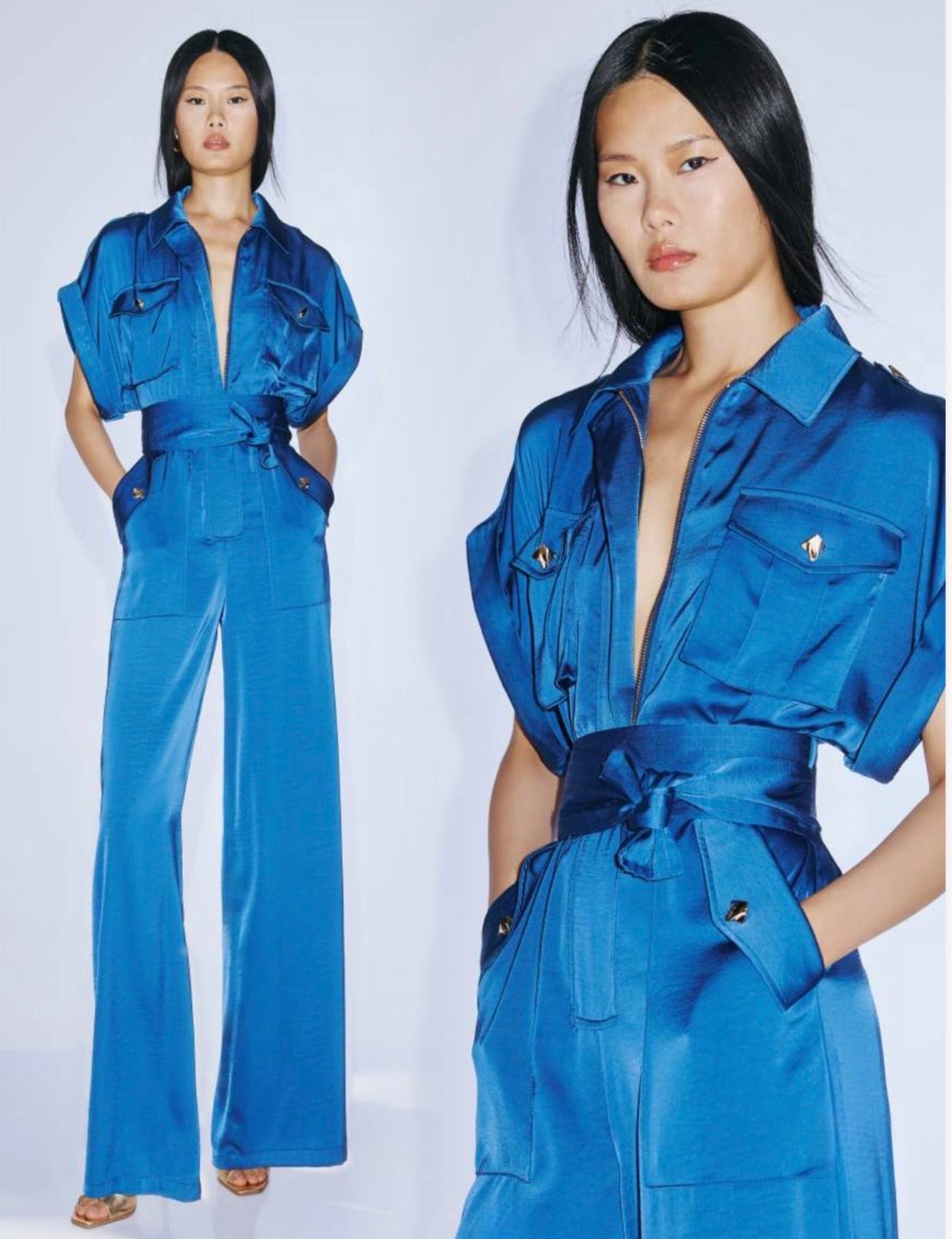 Tuta In Satin con Cintura