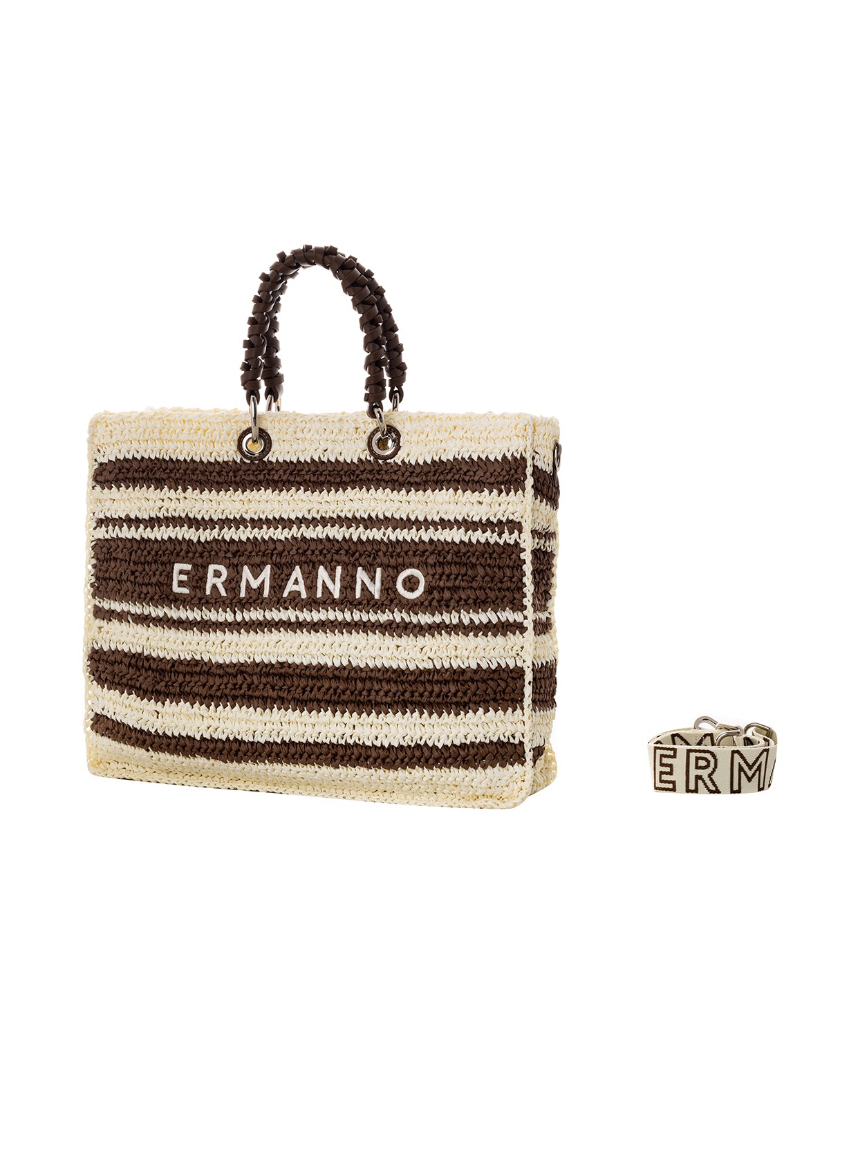 Borsa In Rafia Erammo Scervino Con Tracolla Sganciabile