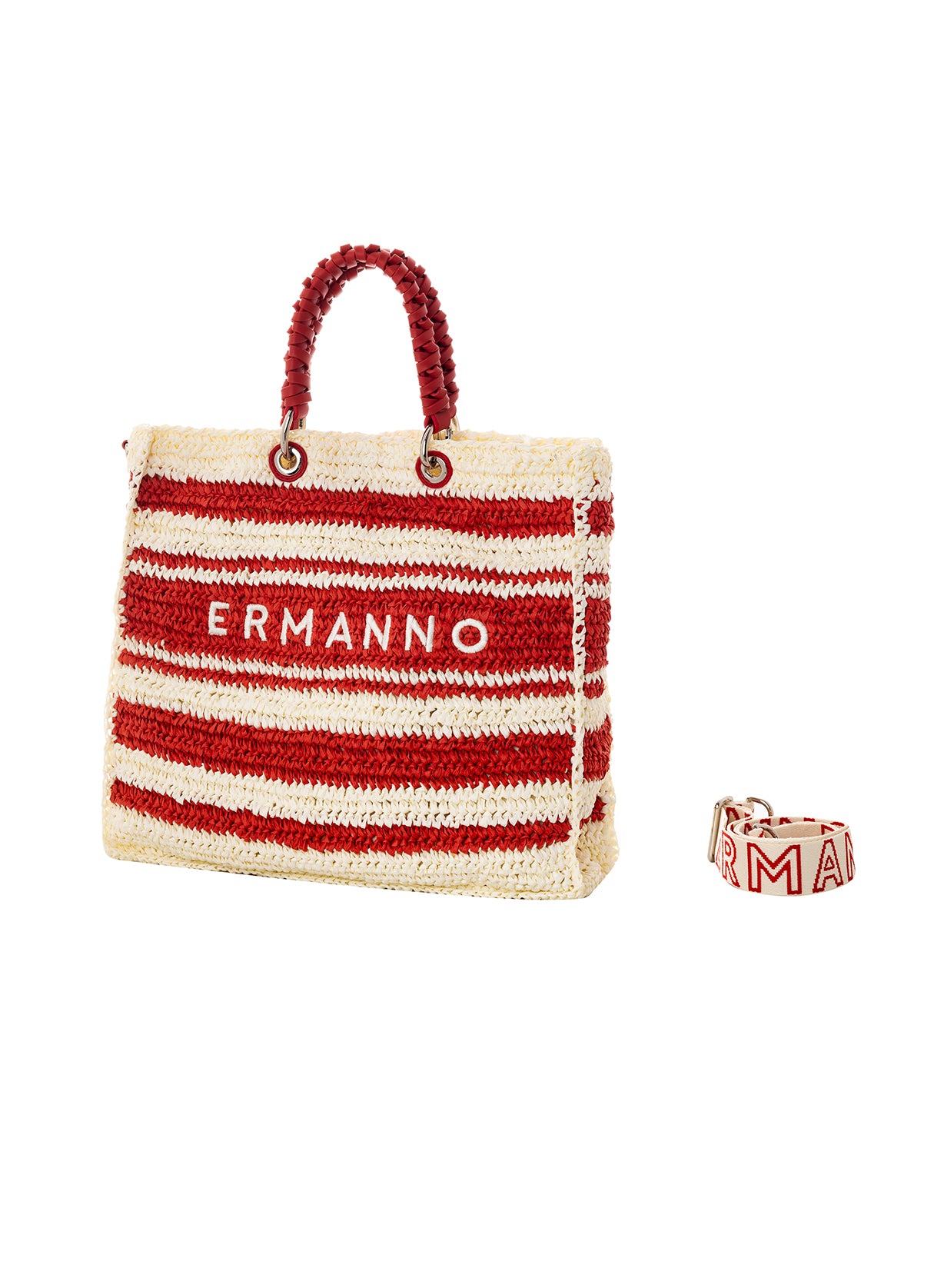 Borsa In Rafia Erammo Scervino Con Tracolla Sganciabile