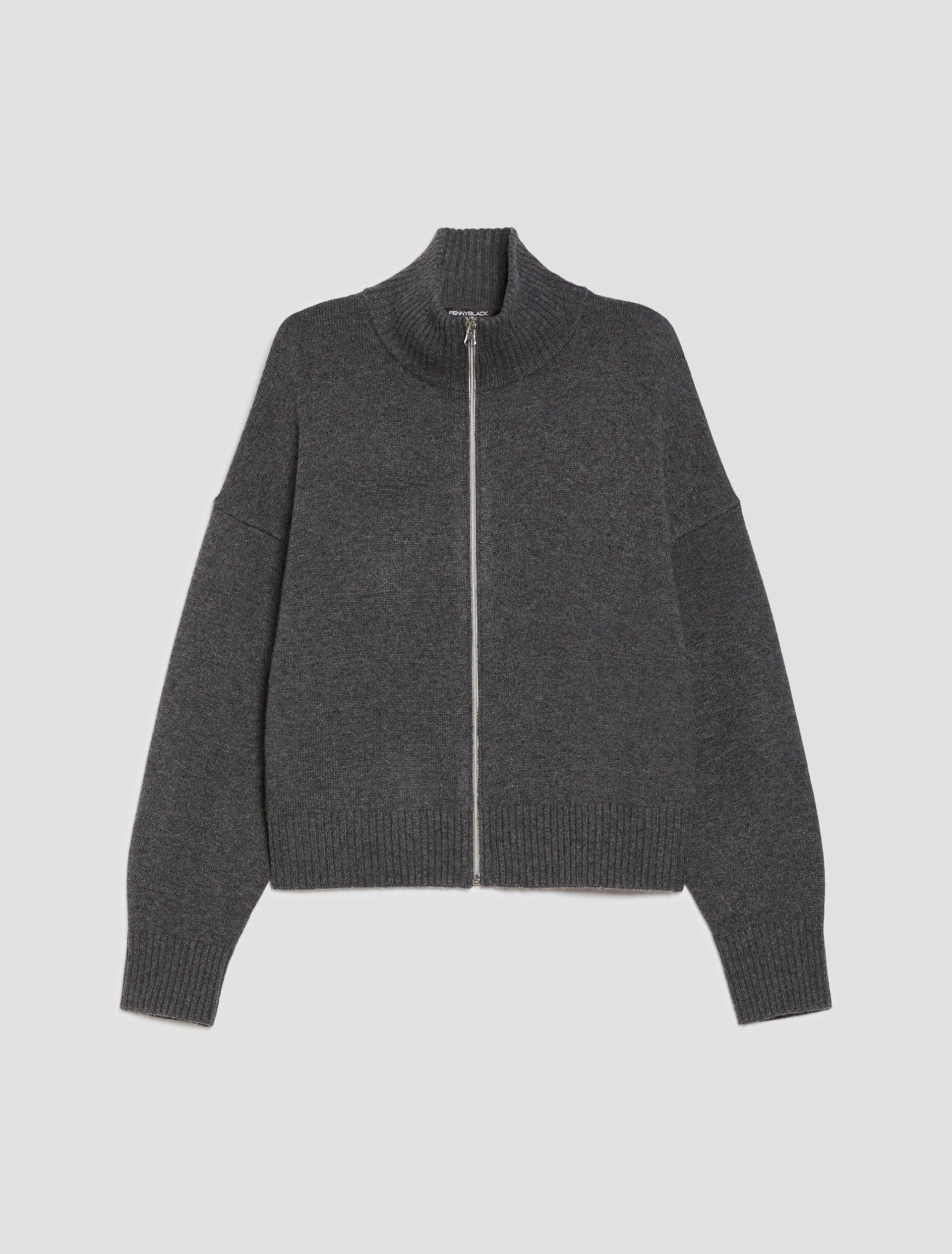 Cardigan zip in blend di lana