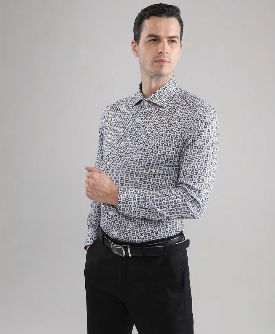 Camicia Fantasia Tessuto Tecnico Bielastica