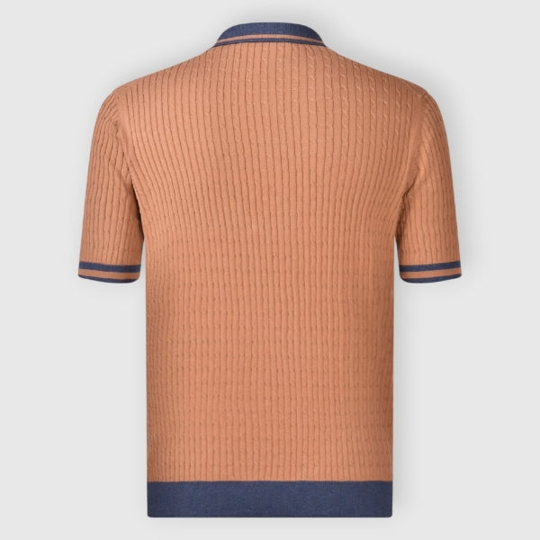 Polo in maglia a maniche corte in Fresh Cotton con lavorazione a trecce