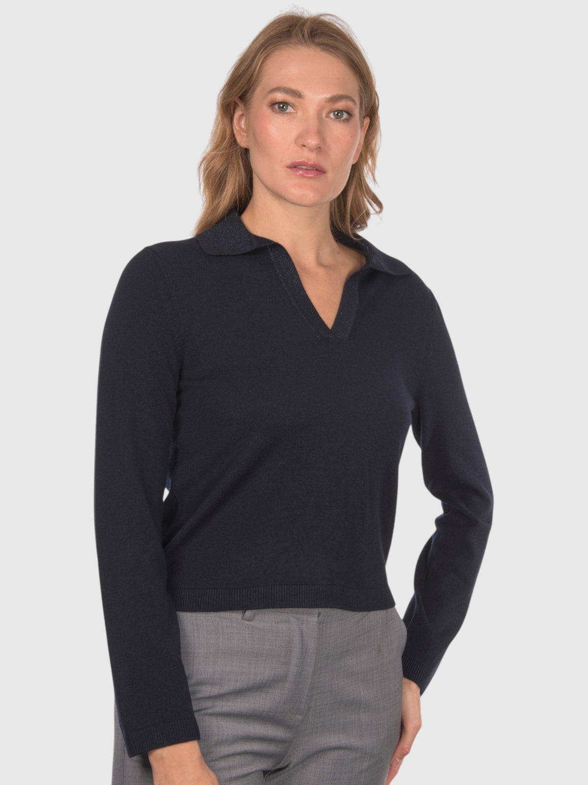 Polo collo a Coste Vanise' Lurex in Lana e Cashmere