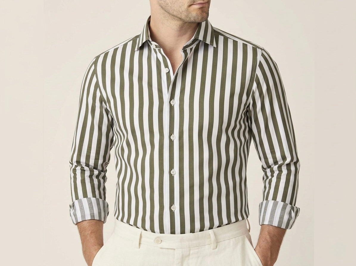 Camicia Riga Larga In Mussola Di Cotone