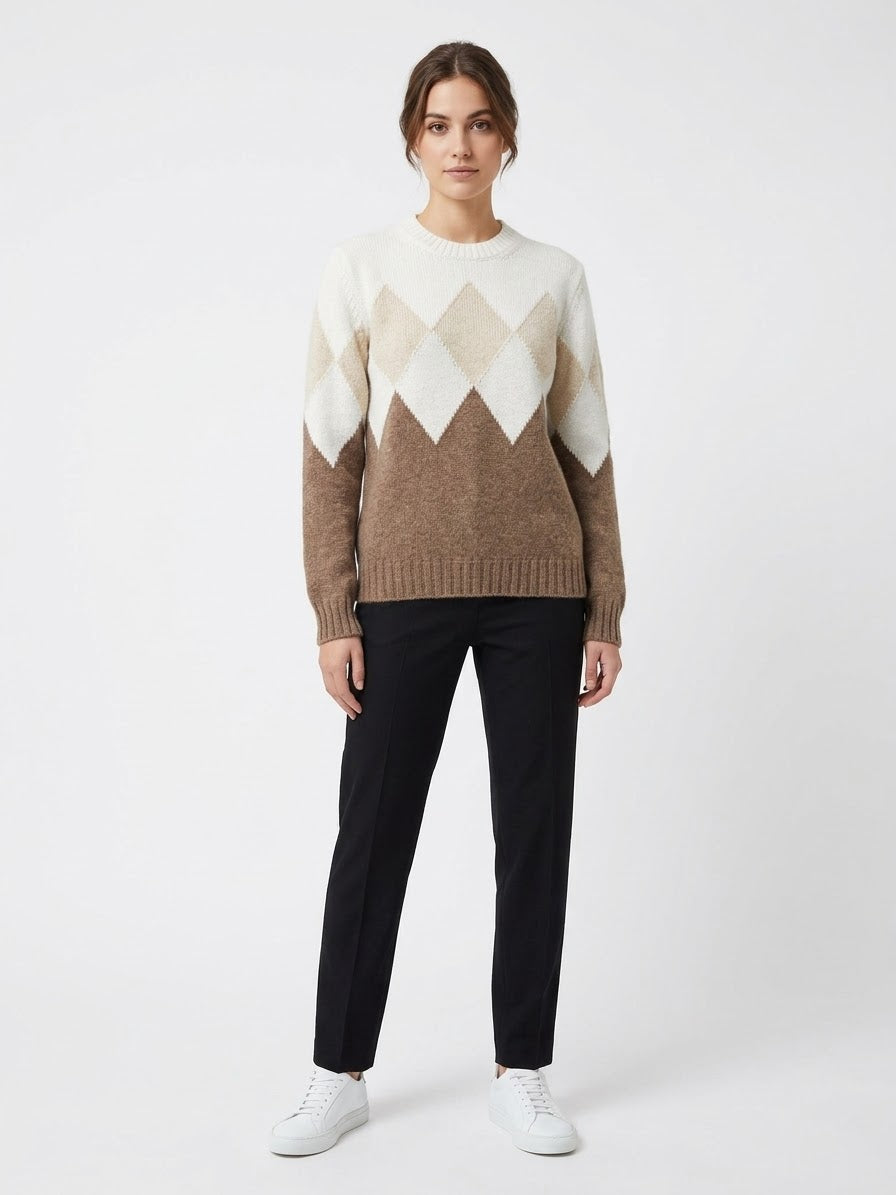 Maglione Girocollo Disegno Rombi Multicolore