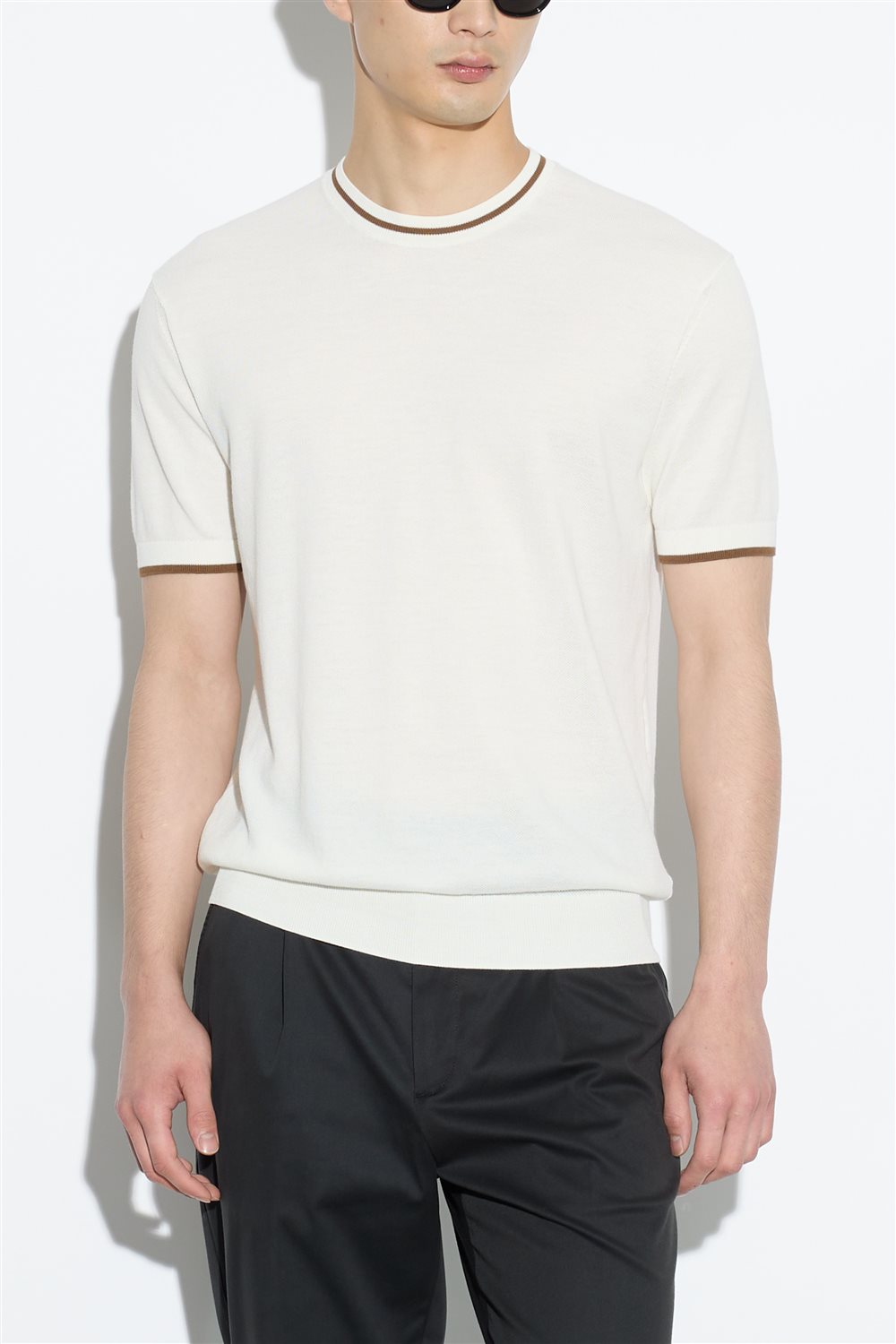 Maglia In Filo Con Trama Piquet