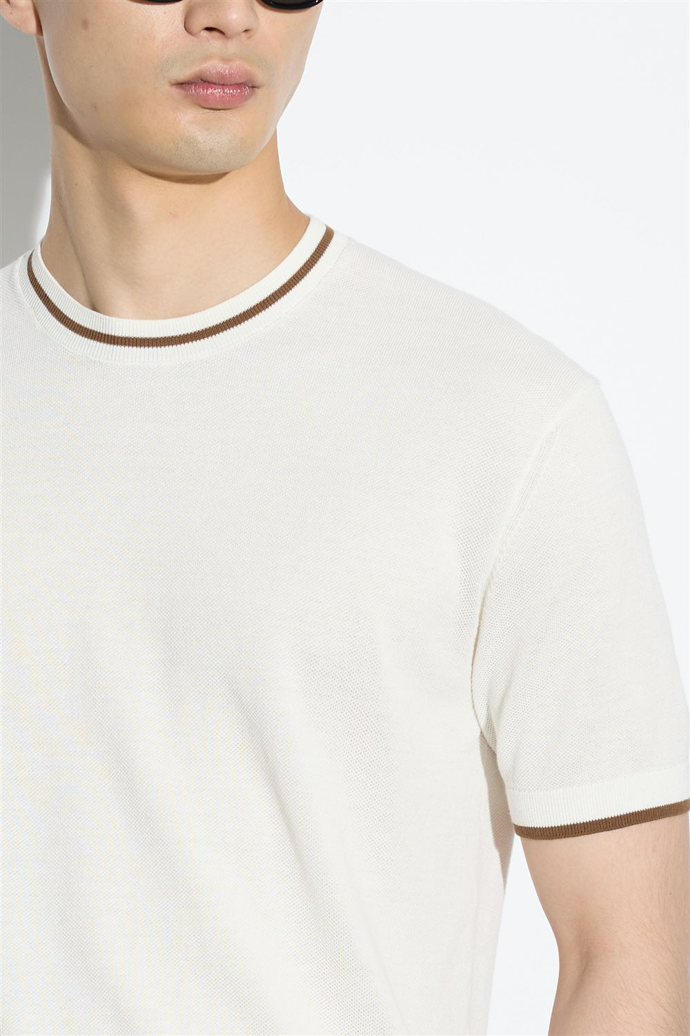 Maglia In Filo Con Trama Piquet