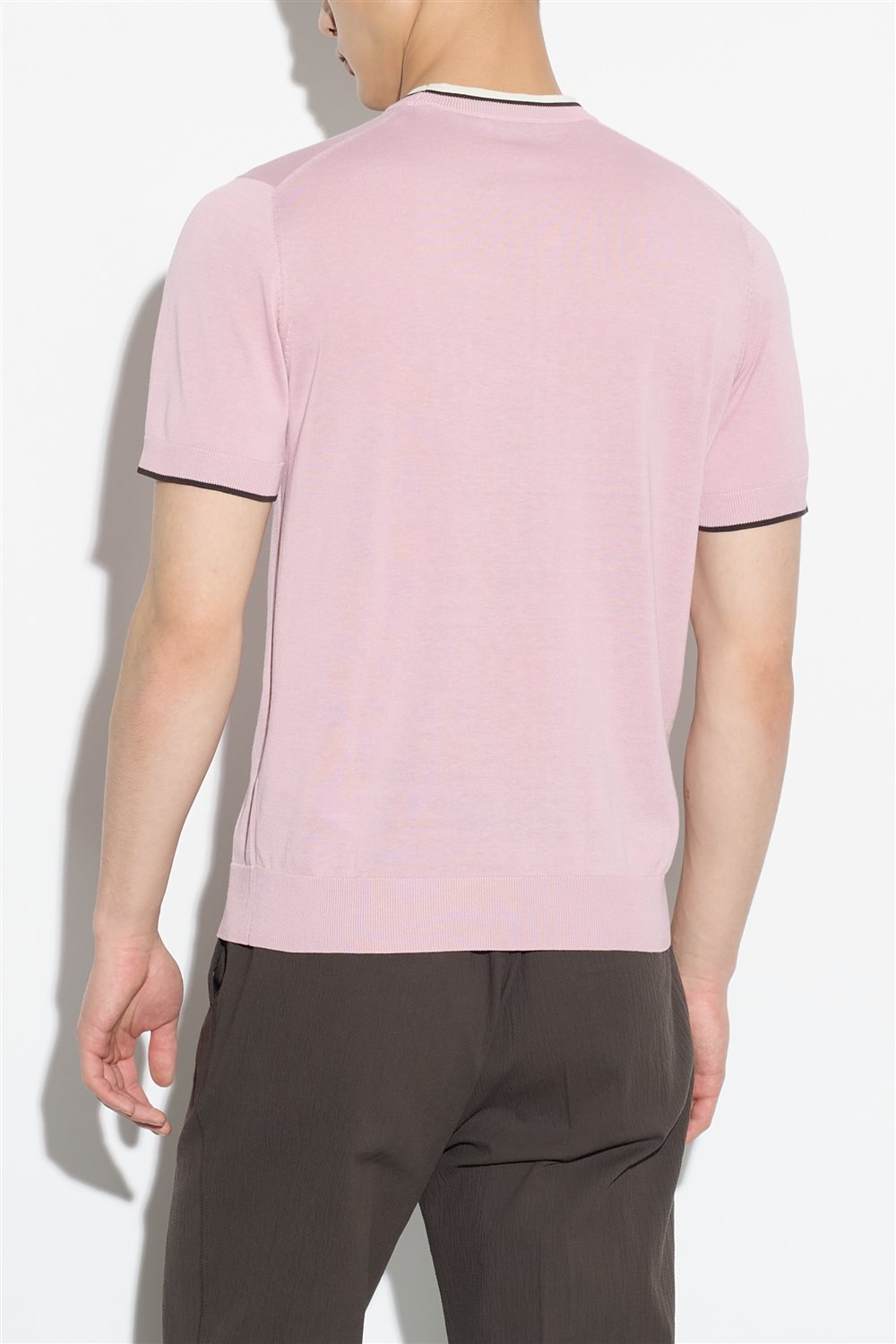 Maglia Girocollo In Filo Con Profili a Contrasto In Seta