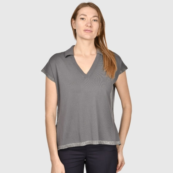 Polo in maglia con lurex