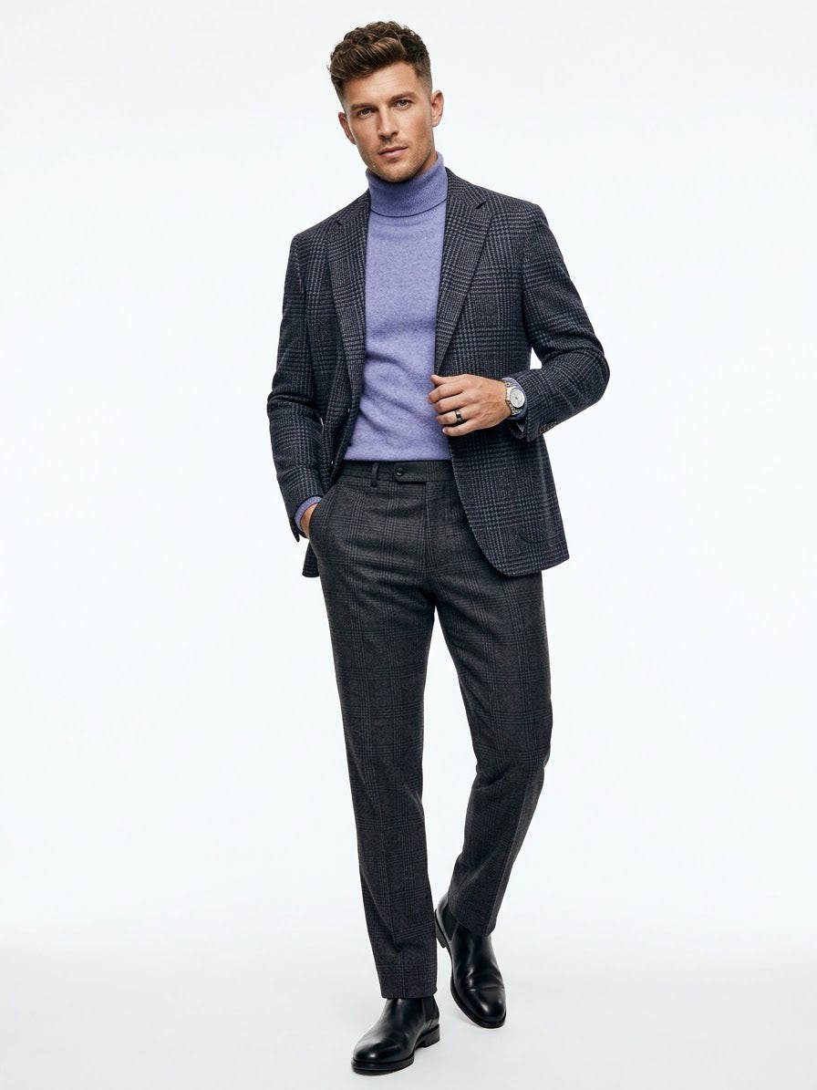 Maglia in Misto Cashmere e Lana con Mezzo Collo