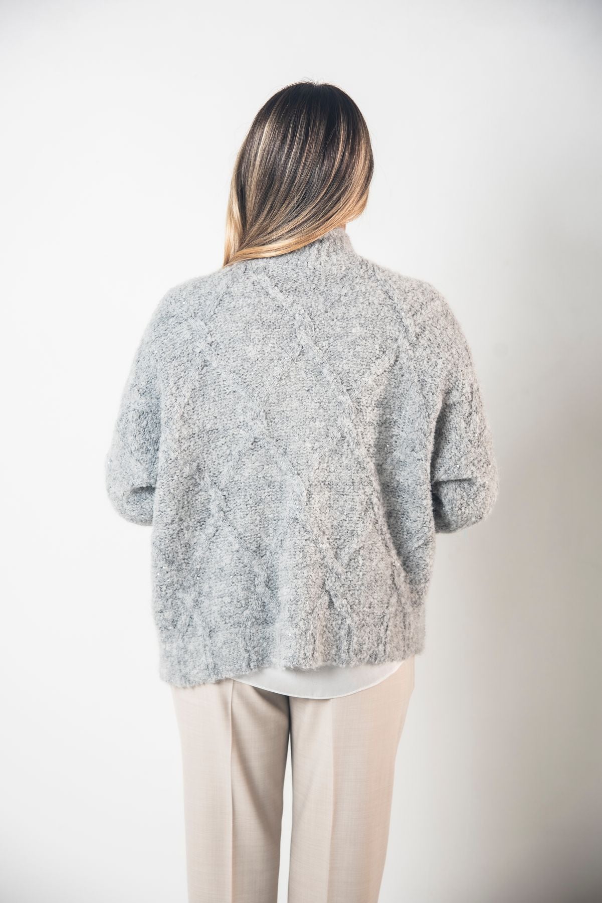 Cardigan Lavorato Con Micropaillettes