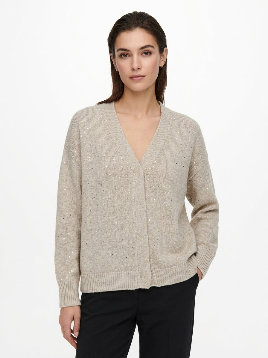 Cardigan in Cashmere e Seta con Lavorazione Paillettes