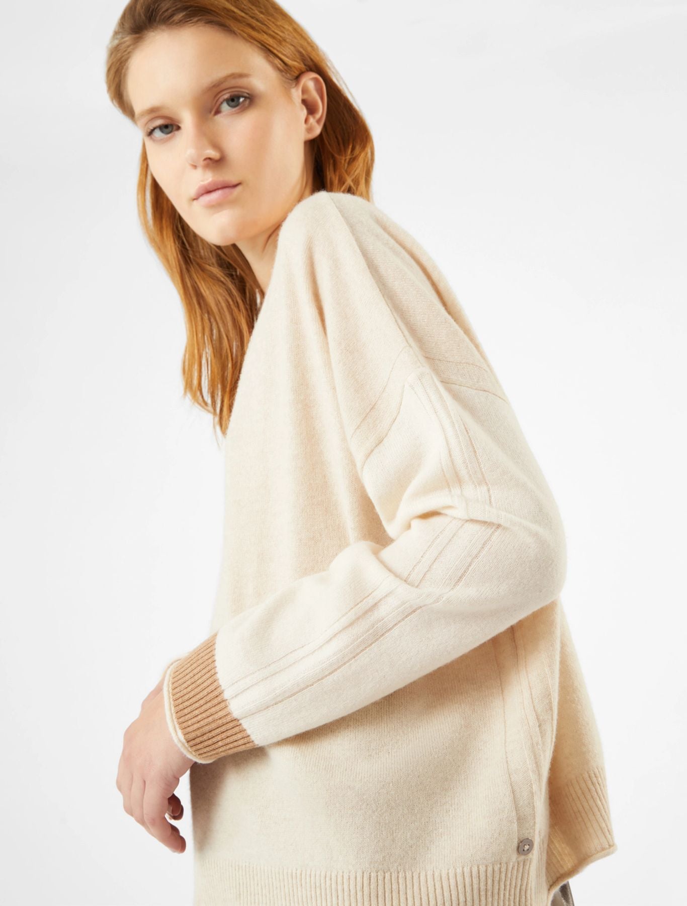 Maglia Scollo a V In Lana e Cashmere