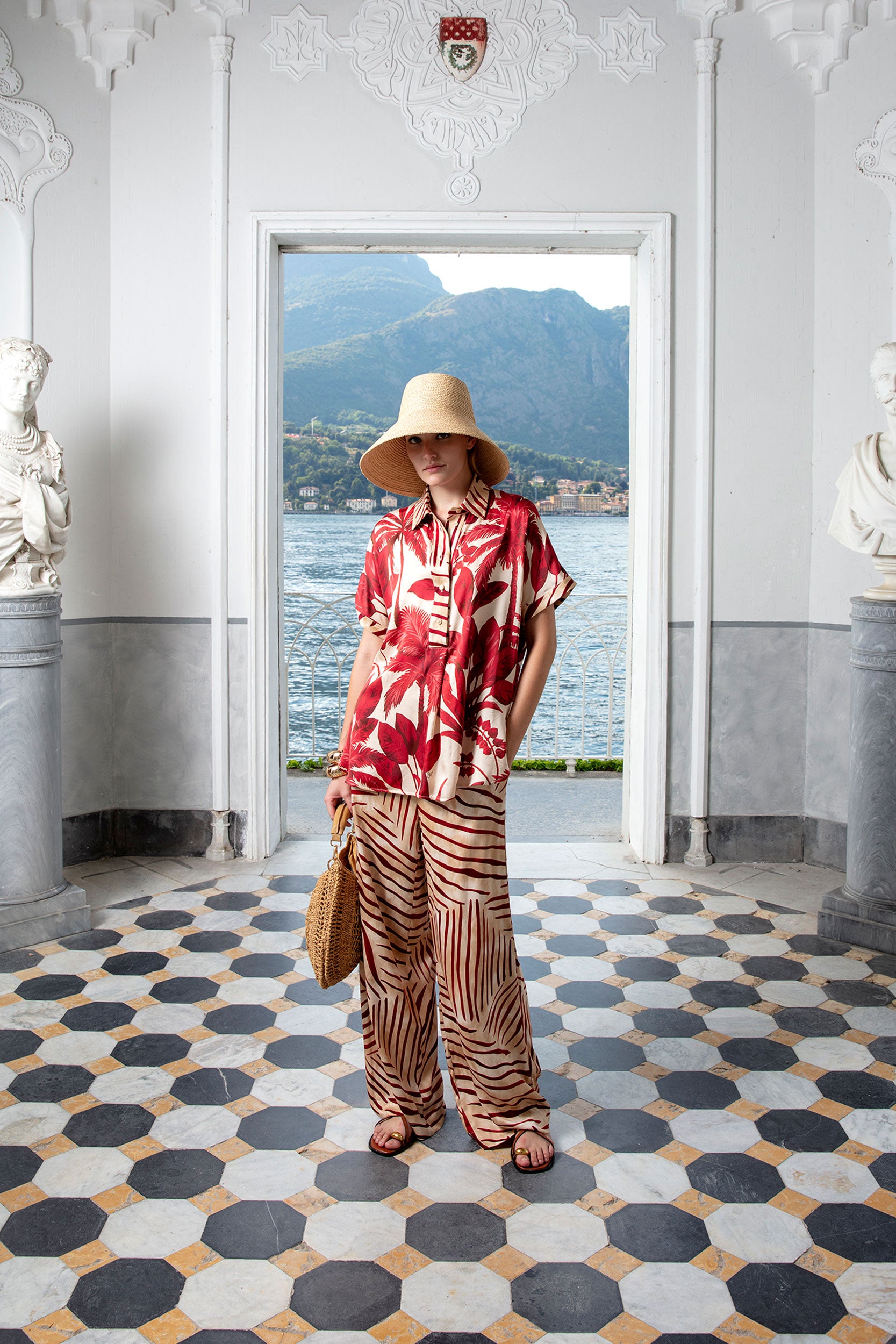 Pantalone in Satin Morbido Fantasia