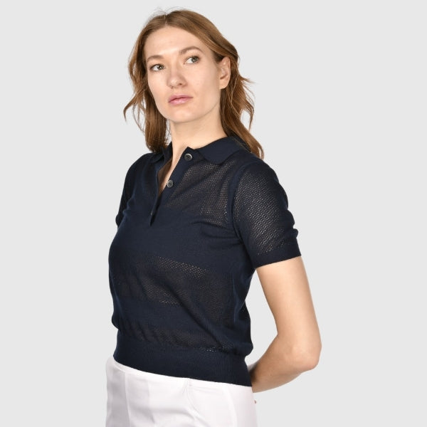 Polo in maglia lavorazione traforata