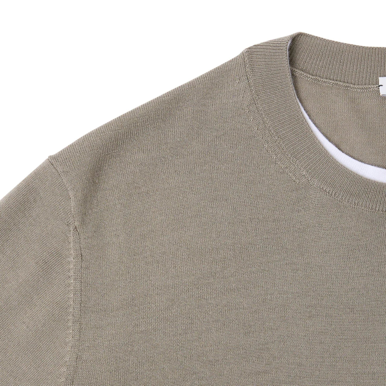 GIROCOLLO CON PROFILI A CONTRASTO TORTORA IN MERINO EXTRAFINE