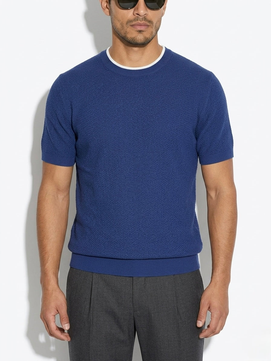 Maglia In Filo Di Cotone Con Microtrama