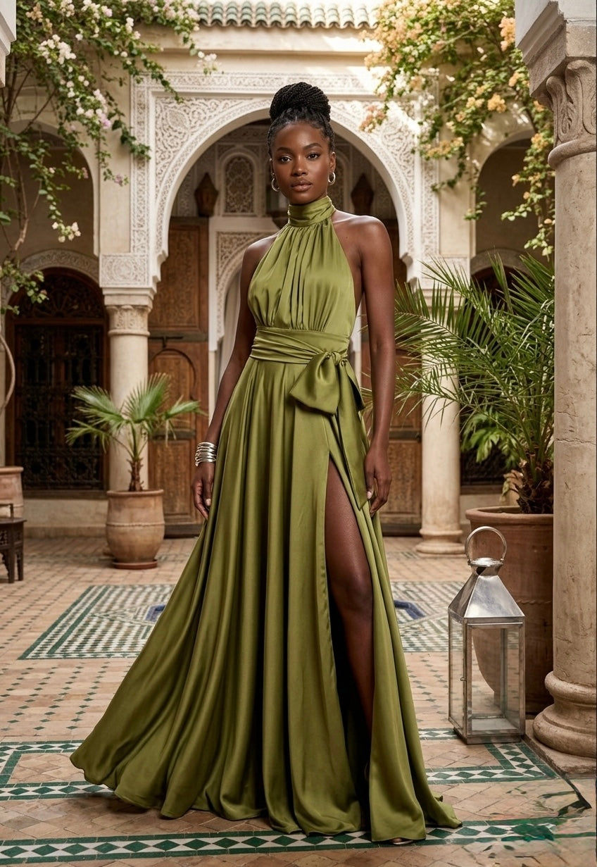 Abito Scollo All'Americana Con Gonnellone Ampio