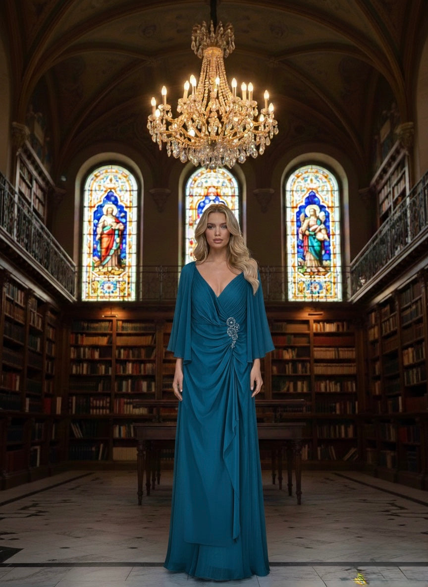 Abito Con Drappeggio e Manica 3/4