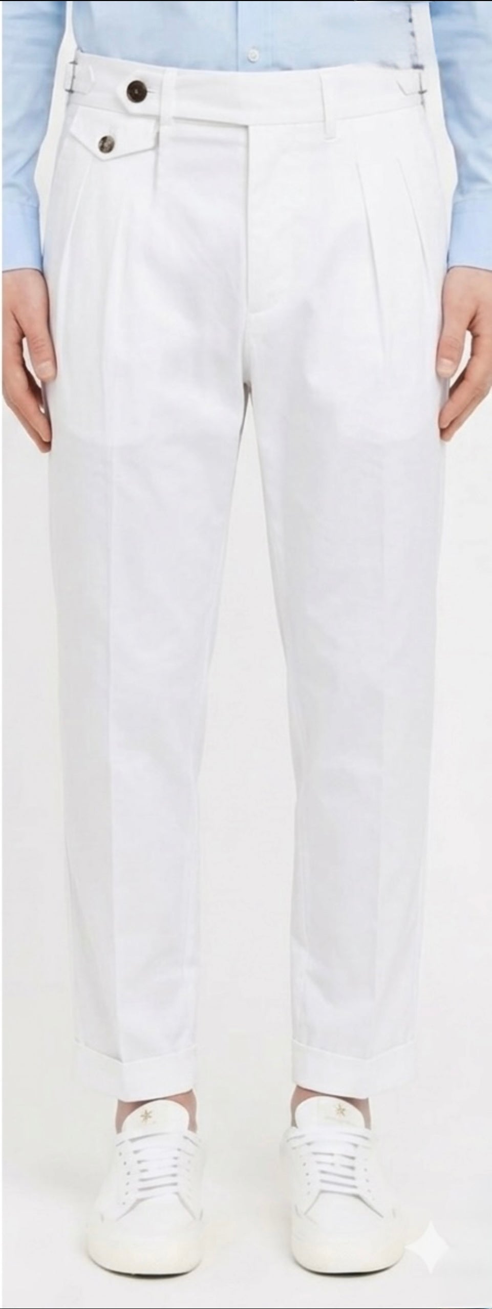 Pantalone Con Bustinoì Doppia Pinces In Cotone Leggero