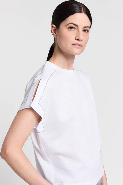 T-shirt in Jersey di Cotone e Lino