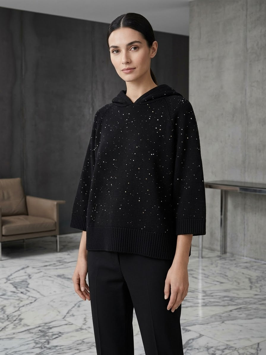Felpa in Cashmere e Seta con Paillettes