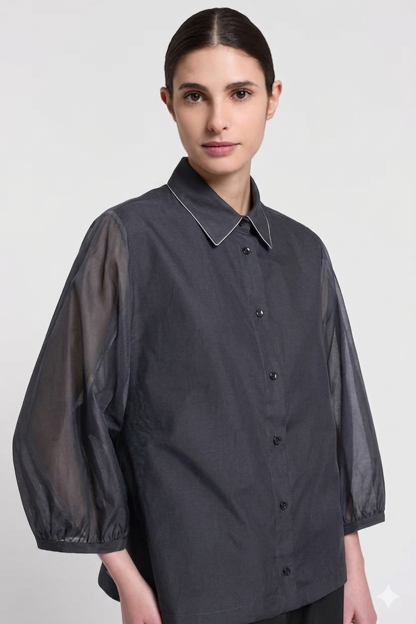 Camicia in Organza e Seta Opaca