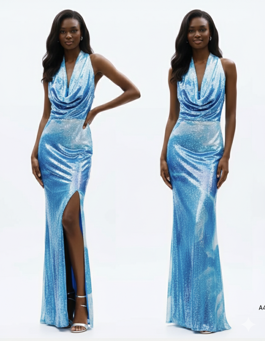 Abito Aderente Fantasia In Micropaillettes