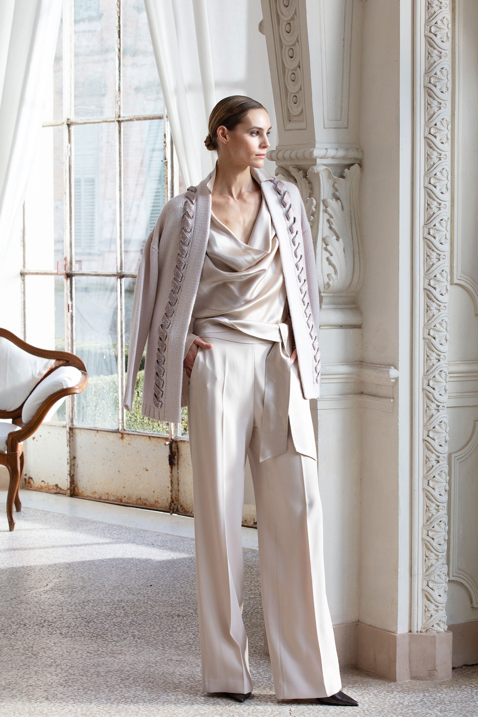 Cardigan In Lana Con Lavorazione