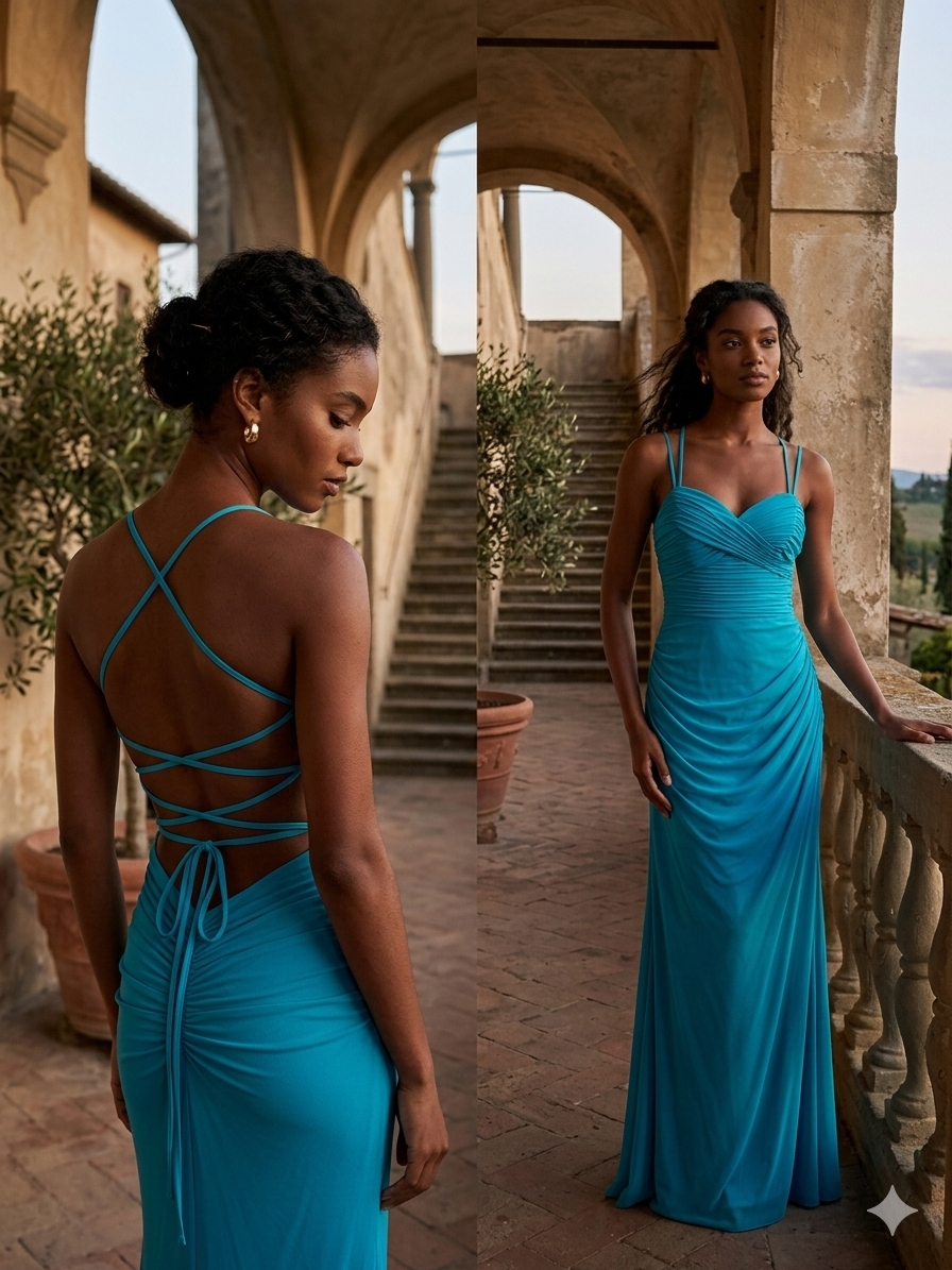 Abito Con Drappeggi e Schiena Scoperta