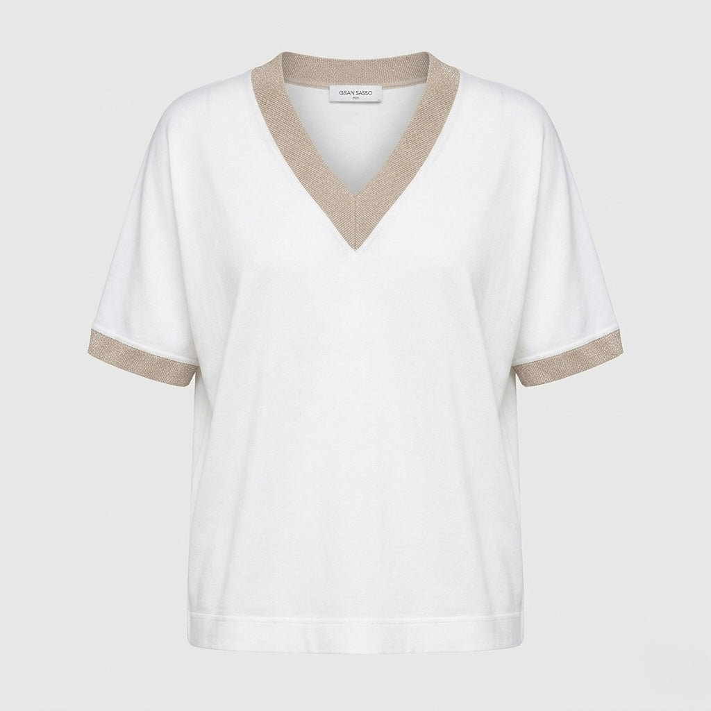Maglia in cotone microcoste Scollo V