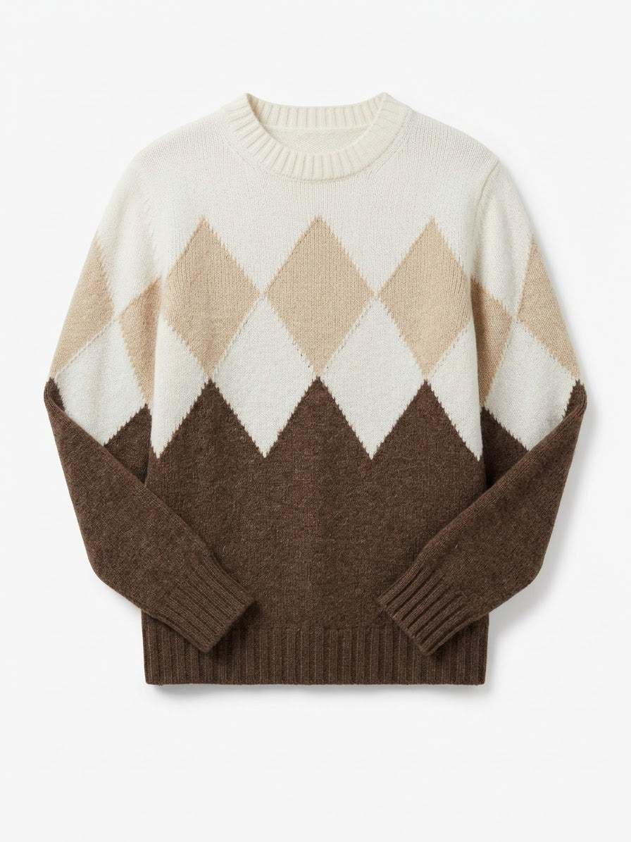 Maglione Girocollo Disegno Rombi Multicolore