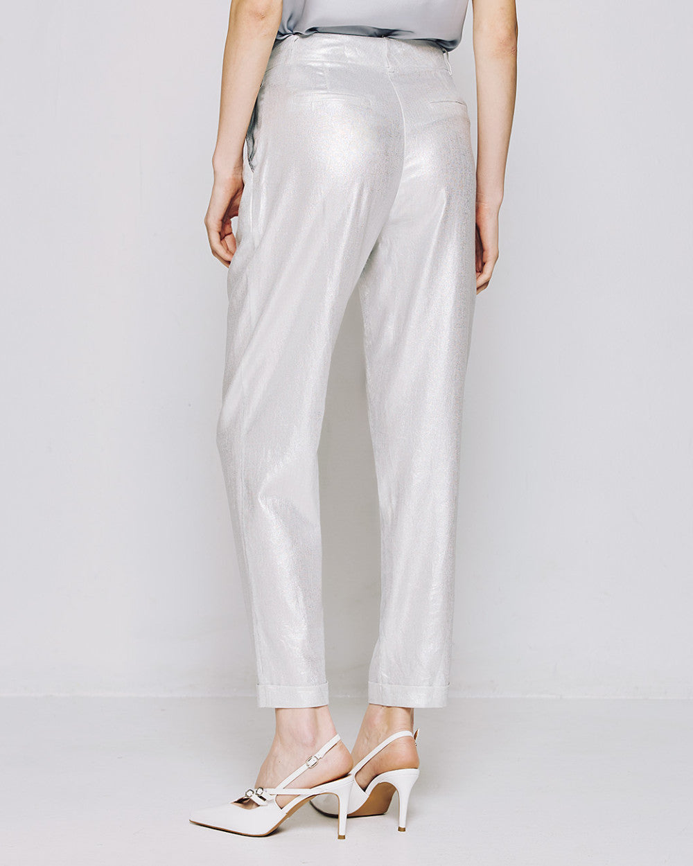 Pantaloni Effetto Metallizzato