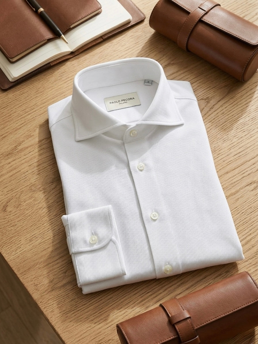 Camicia In Maglia Trama Nido D'ape