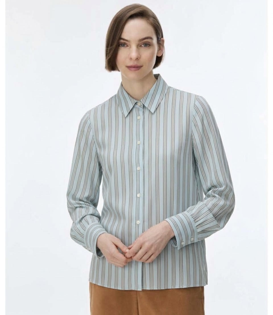 Camicia in Crêpe de Chine di Pura Seta Stampata