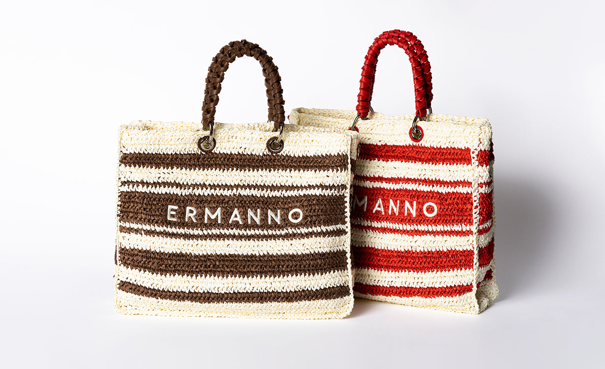 Borsa In Rafia Erammo Scervino Con Tracolla Sganciabile