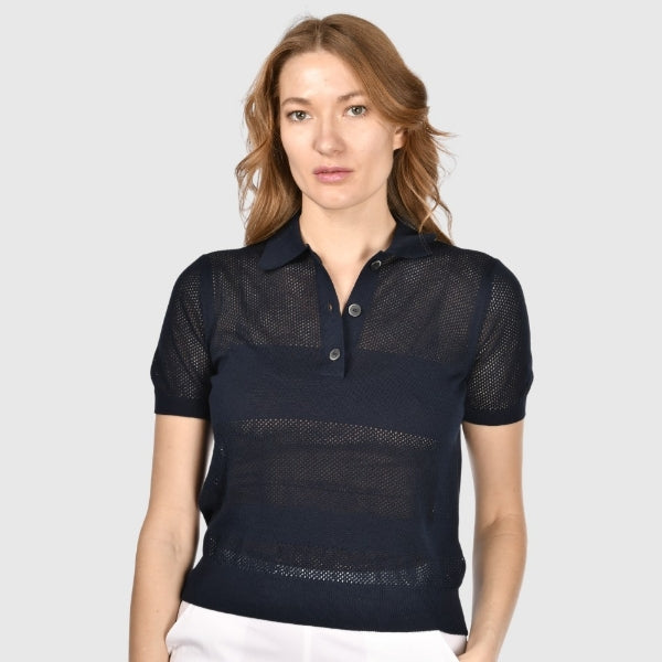 Polo in maglia lavorazione traforata