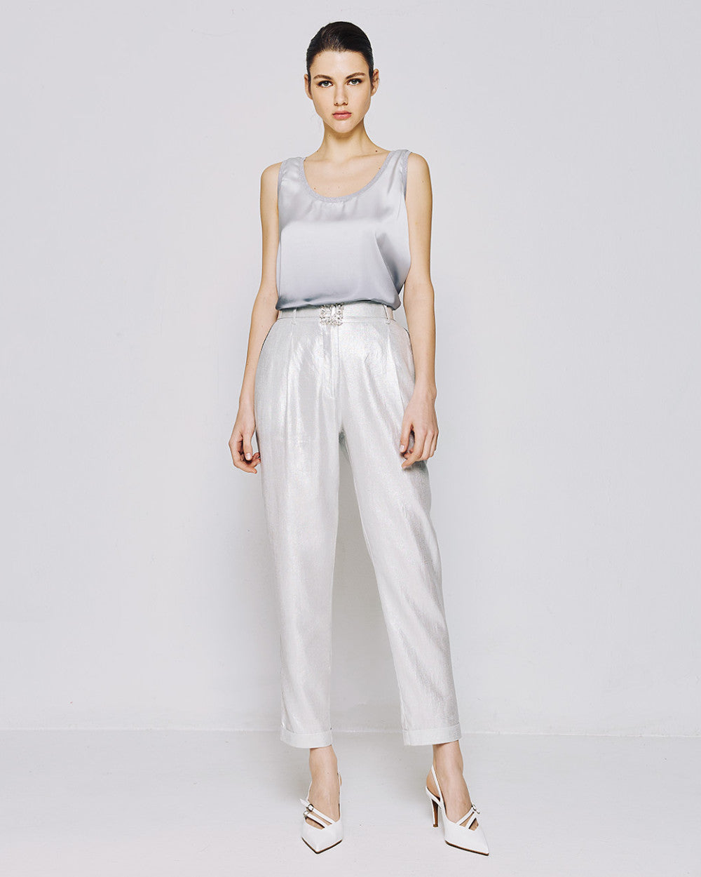 Pantaloni Effetto Metallizzato