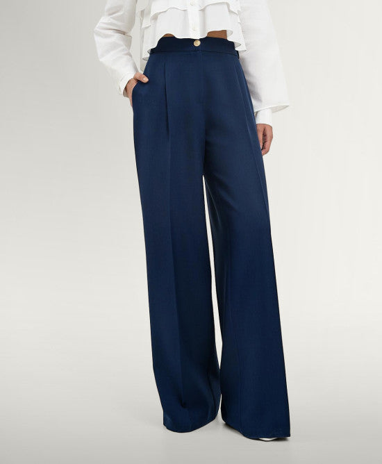 Pantaloni a gamba larga con bottone