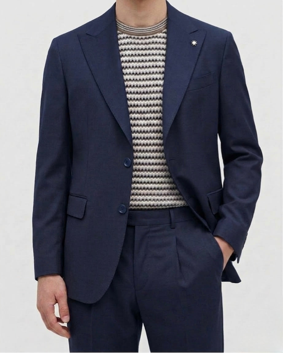 Abito Monopetto Rever A Lancia In Fresco Di Lana