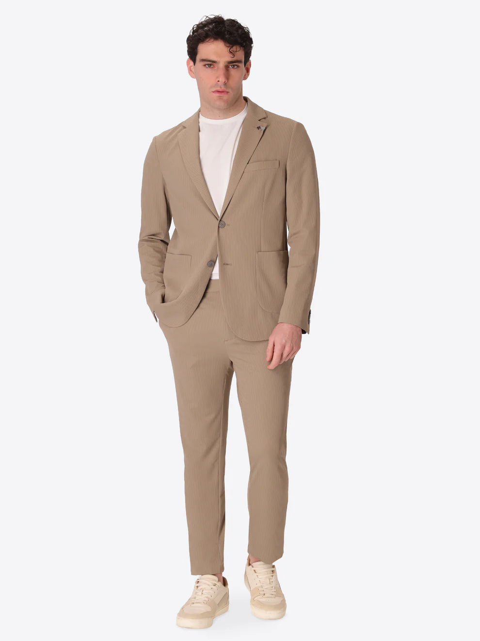 Giacca In Tessuto Tecnico Stretch Con Righe A Rilievo