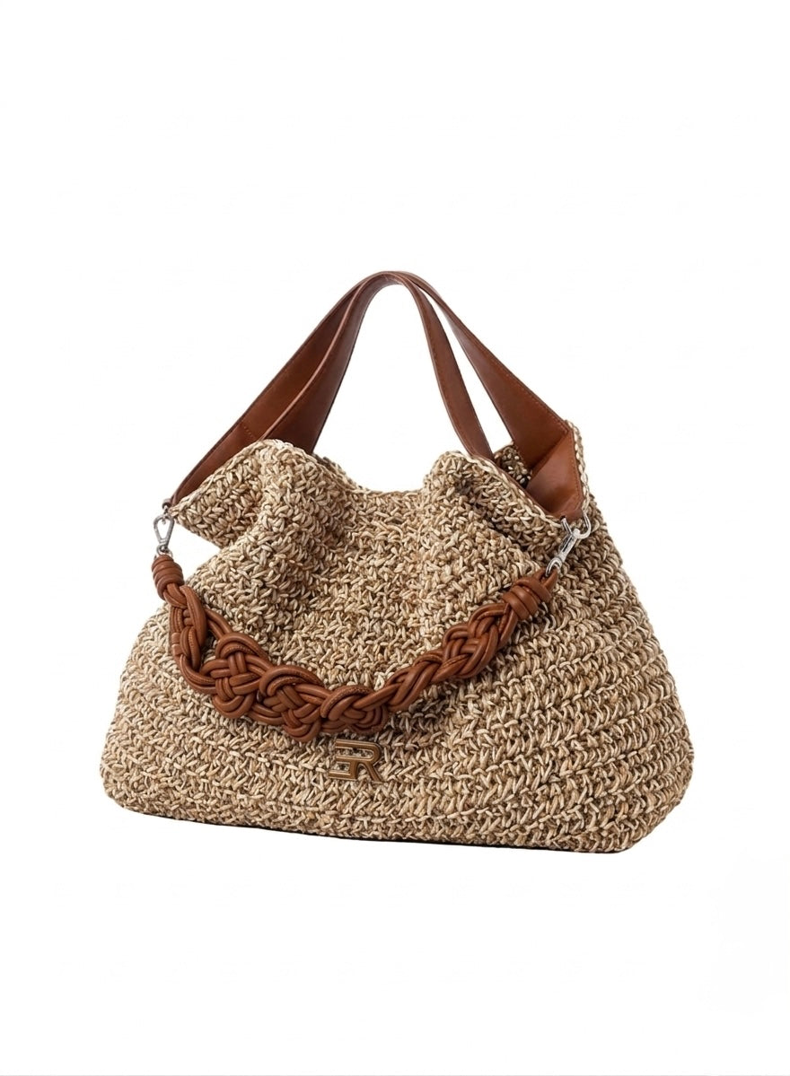 Borsa In Rafia Erammo Scervino Con Tracolla Sganciabile