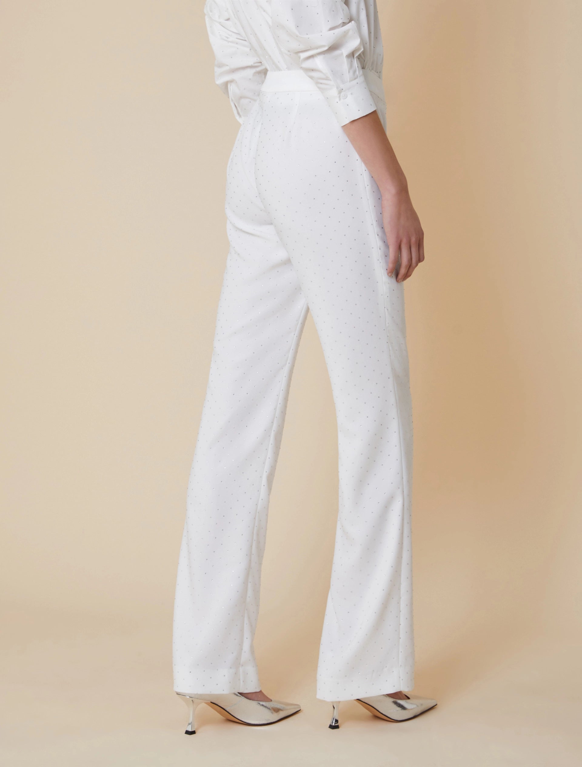Pantaloni Flare Fit con Strass