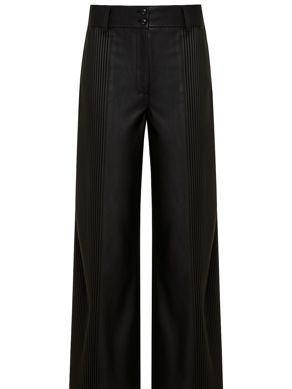 Pantalone In Ecopelle Con Dettagli Plissè