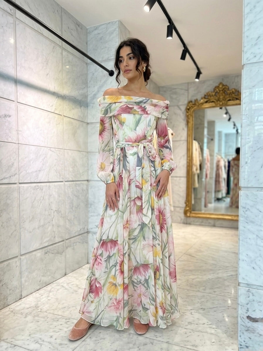 Abito In Chiffon Fantasia Giada Curti