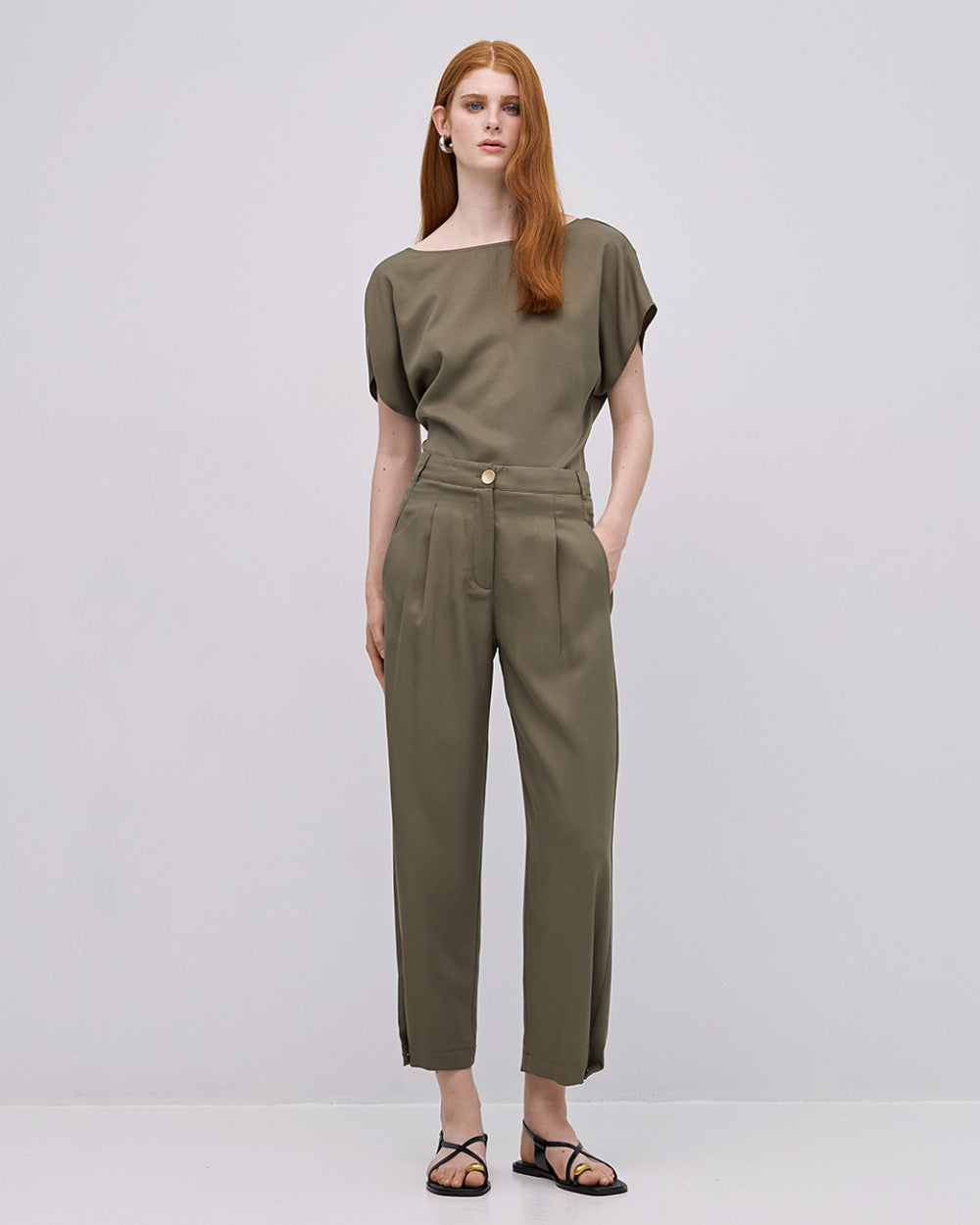 Pantaloni Larghi a Vita Alta