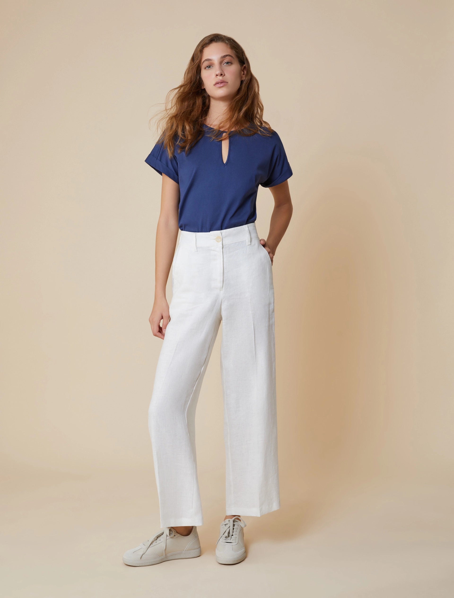 Pantaloni Ampi In Puro Lino