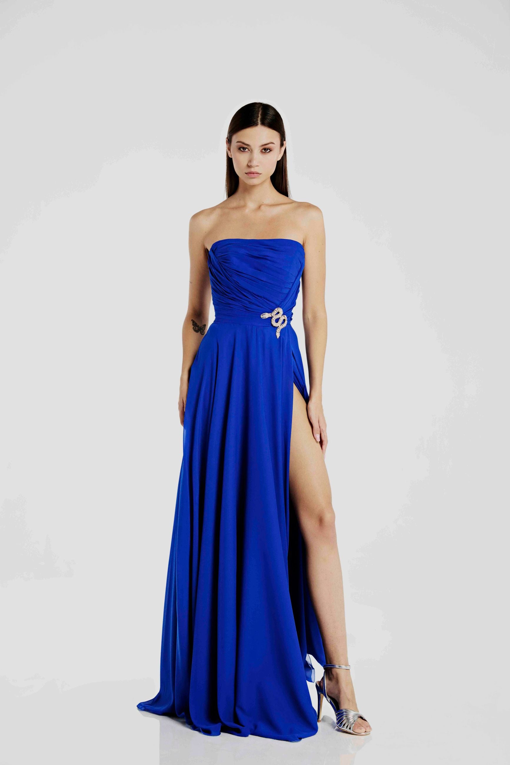 Abito Lungo Con Applique Gioiello