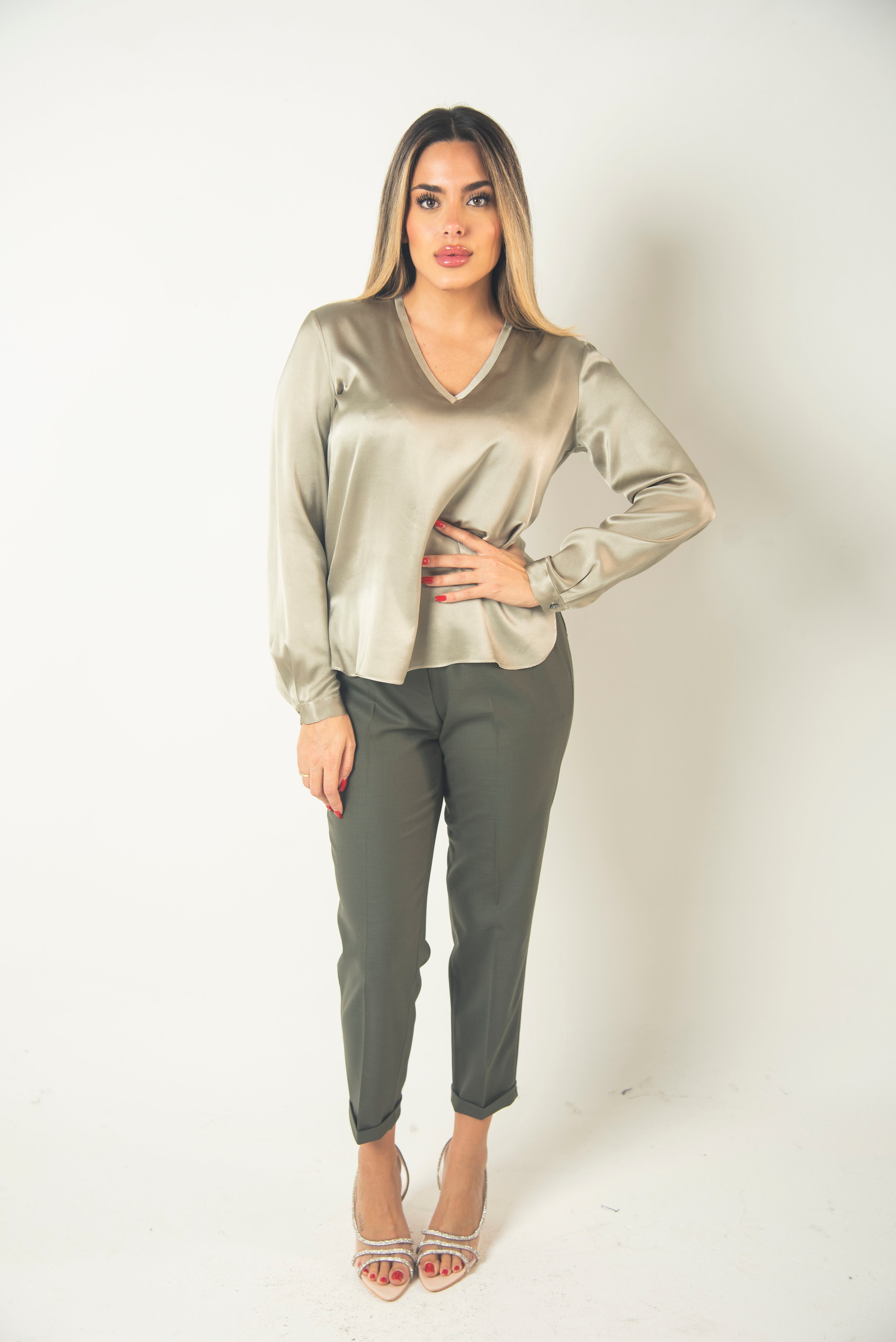 Blusa Scollo V In Seta